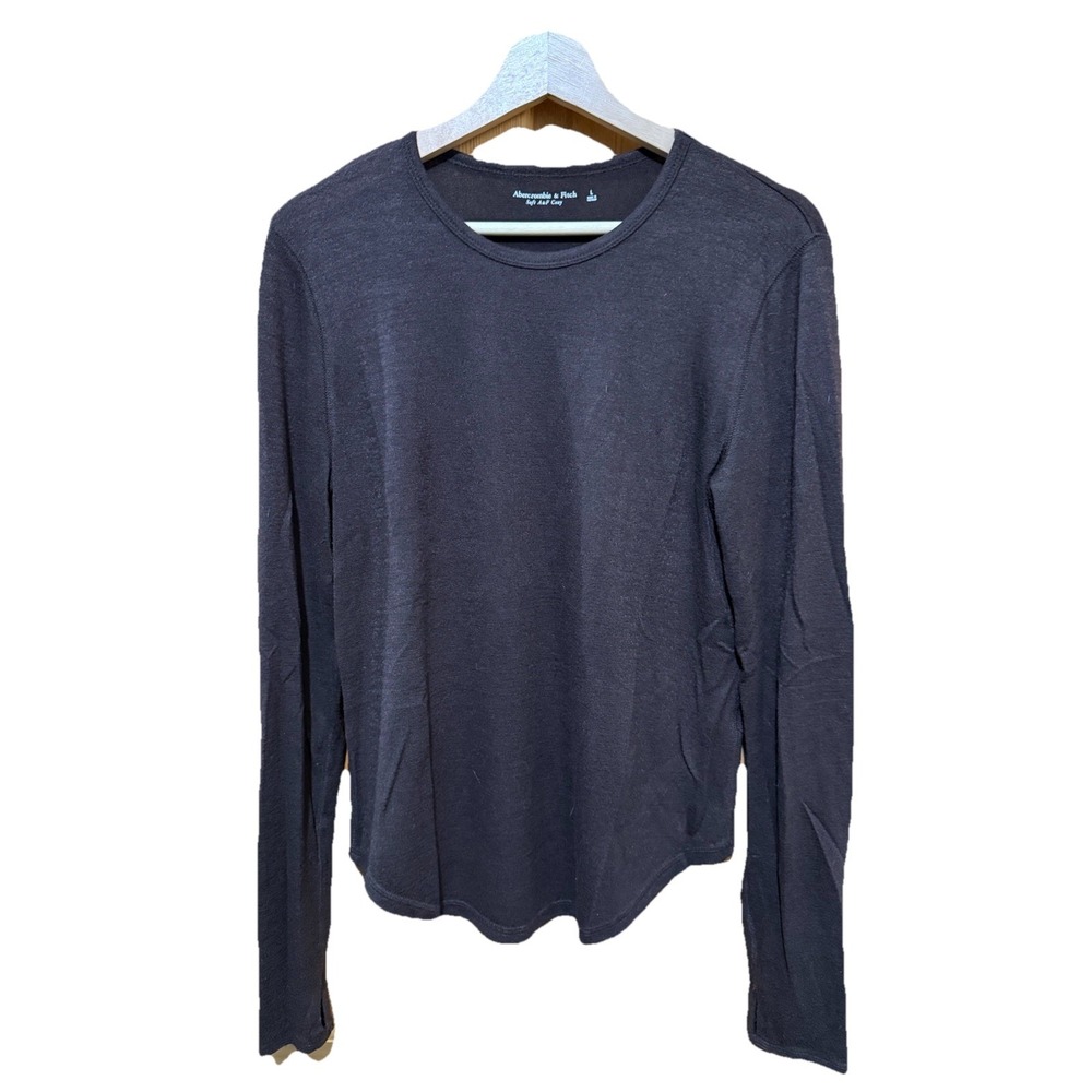 Abercrombie & Fitch Soft A&F Cozy Black Longsleeve Tee  Womens Large Super‎ Soft